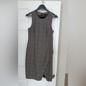 Banana Republic Plaid Midi Sheath Dress - Gray